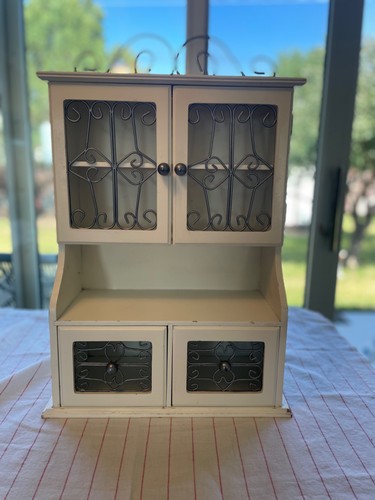 Vtg wood wall cabinet - wall, w/