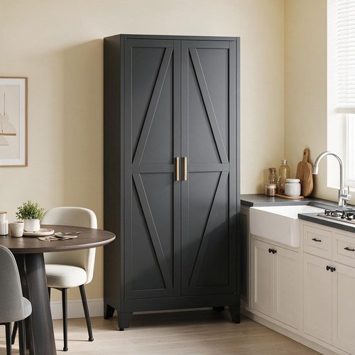 Tall metal pantry cabinet - metal,